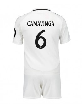 Detské Futbalové oblečenie Real Madrid Eduardo Camavinga #6 2024-25 Krátky Rukáv - Domáci (+ trenírky)